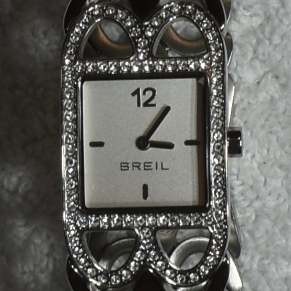 925 SS Breil Quartz Cuff Watch Swarovski Crystals - Picture 5 of 16
